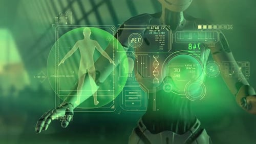 Robot displays human data interface
