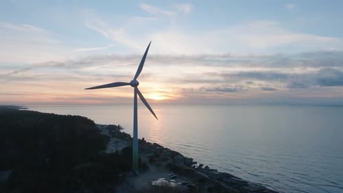 Aerial establishing view of abandoned seaside fortification buildings at Karosta Northern Forts on t