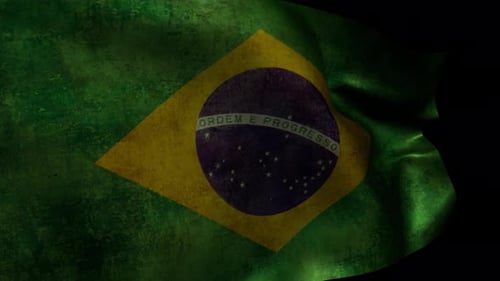Grunge Waving Brazilian Flag with Alpha Channel