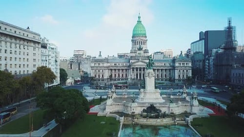 Aerial View of the City of Buenos Aires Congress Building Argentina