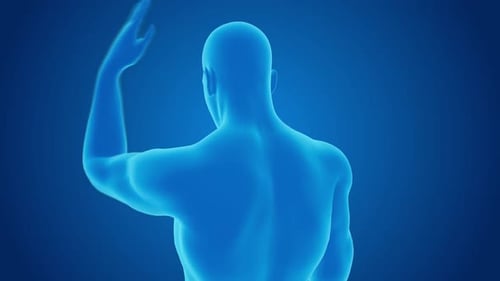3D Human Figure Showing Neck Pain Medical Animation