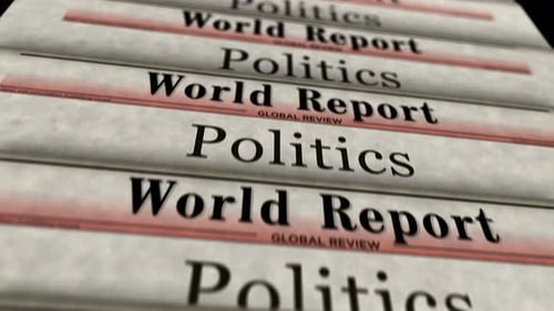 Animated Newspaper Scroll of World Report Politics