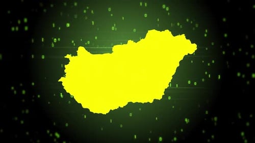 Hungary Digital Map Reveal with Glitch Tech Animation
