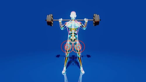 Holographic Human Skeleton Squats with Highlighted Joints