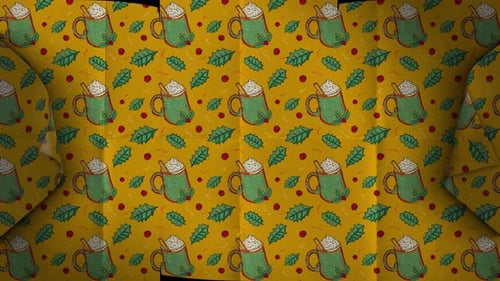 Festive Holiday Unfolding Pattern Transition with Mugs