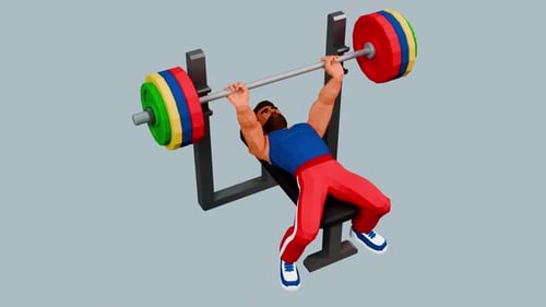 3d strongman doing bench press. Bodybuilder training.