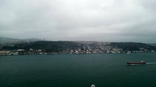 Bosphorus strait and the view on the asian side of Istanbul