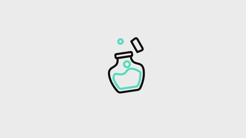 Minimalist Line Art Potion Bottle Animation with Uncorking Effect