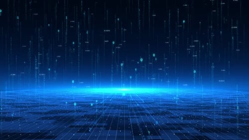 Technology Digital Rain Falling Stage Scene