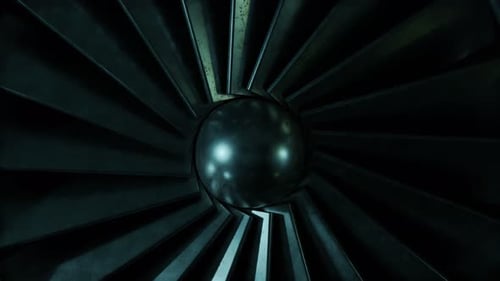 Loop-Animation einer alten Rotationsturbine aus Stahl in einer Nahaufnahme
