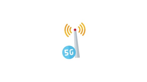 Animated 5G Network Tower Signal Flat Design Icon