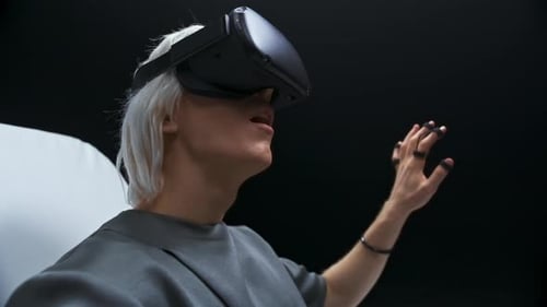 Closeup Excited Man Experiencing VR Headset Videogame