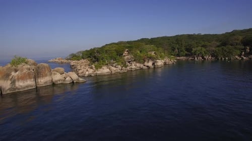 Aerial Drone Quad Copter of Luxury Water Front Hotel Resort On