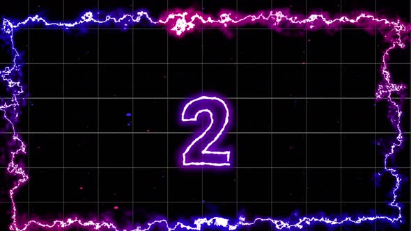 Electric Neon Countdown Timer with Grid Background, Elements Motion ...