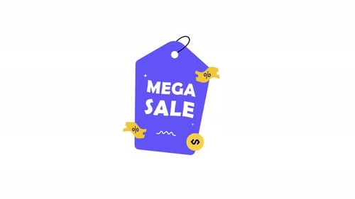 Flat Design Mega Sale Discount Tag Animation