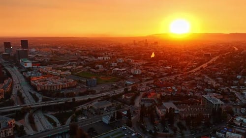 Amazing scenery of Los Angeles, California, USA in a soft light of sunset.