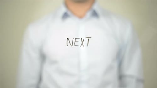 Next Man Writing on Transparent Screen