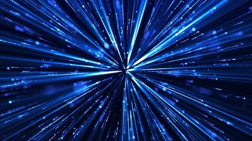 abstract background of neon flying light lines, animation of bright light lines and particles