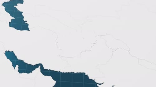 Blue Afghanistan 3d Map with Pointer Pin Surrounded with Other Countries in White Political Map with