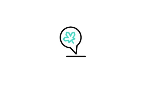 Minimalist Map Pin Icon with Turquoise Leaf Reveal