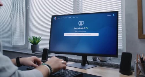 Un homme adulte saisit une invite dans un chatbot d'intelligence artificielle sur PC