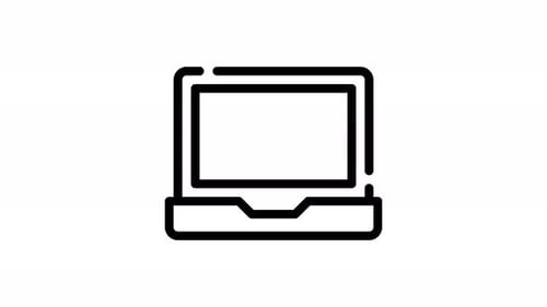 Line Art Laptop Document Icon Reveal Animation