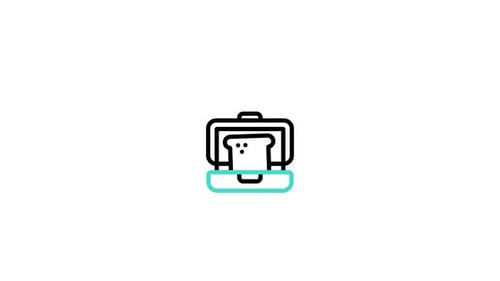 Animated Toaster and Apple Food Line Icon