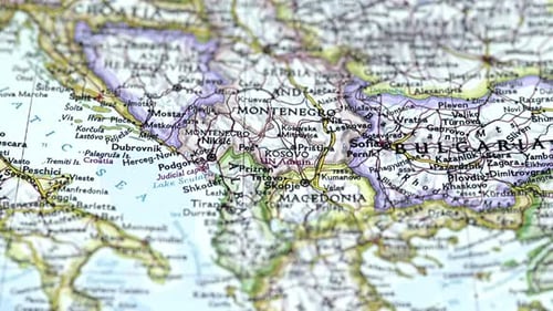 Close Up of a Paper Map of Europe