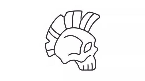 Animated Drawing of Punk Skull with Mohawk