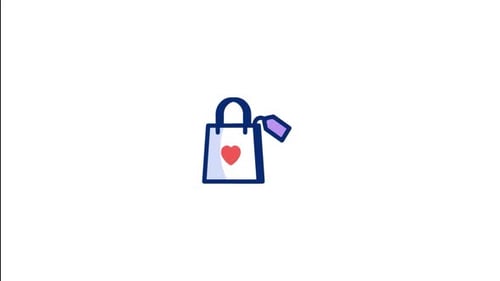 Animated Gift Shopping Bag with Heart Tag Icon