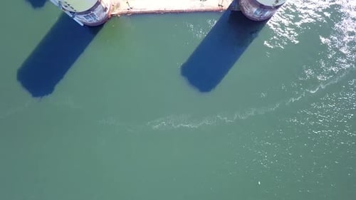 Drone low Pass Over Dismantled Oil Rig