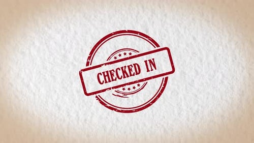 Checked In Stamp Style Word