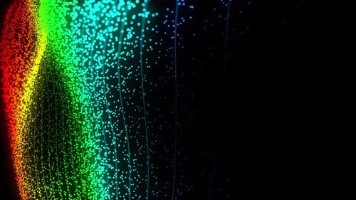 Colorful Particles Atomic Waves Abstract Seamless Vertical Motion Animation 3D Render on Black