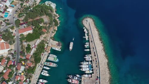 Drone Shooting Of Yacht Entering The Marina 4K
