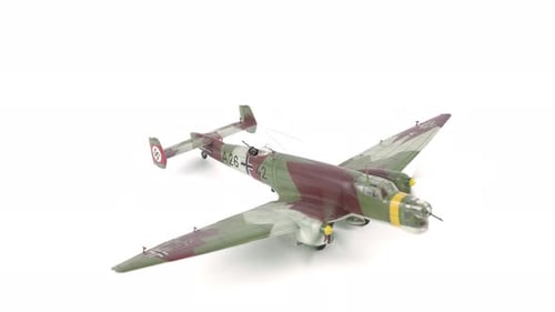 Model Airplane on White Background Slowly Rotating