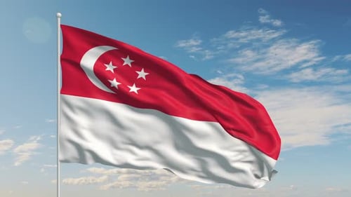 Seamless Loop of Singapore National Flag Waving