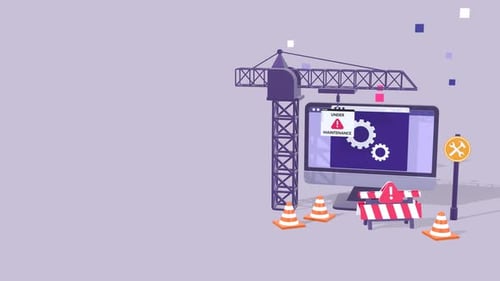 Website Under Maintenance Animation With Copy Space Showing System Update, And Repair Process.