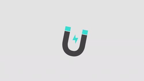 Flat Design Magnet with Pulsing Lightning Bolt Animation