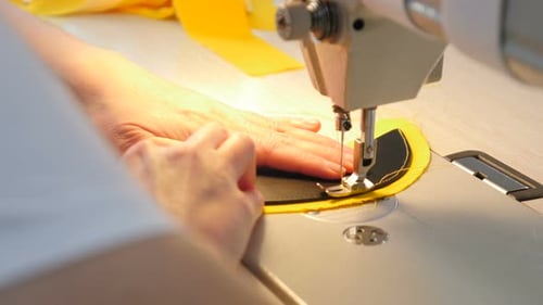 Fast Movement of Sewing Machine Needle Closeup