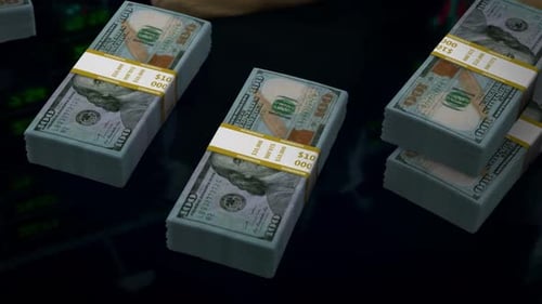 Hintergrund zum Finanzhandel von Dollar Bills Stack 4K
