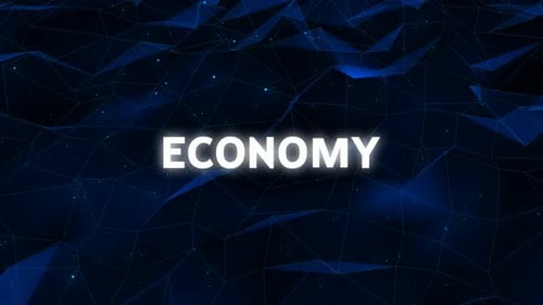 Economy Text Reveal on a Digital Network Background