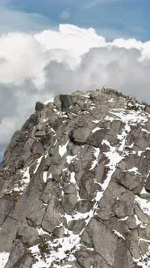 Snowy Mountain Peak Vertical Video. British Columbia, Canada.