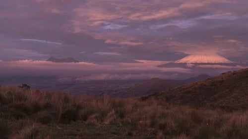 Timelapse of Cotopaxi Volcano with Dramatic Sunset Light and Moving Clouds