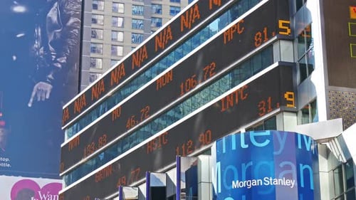 New York - October 10, 2014: Stock Market Ticker, Times Square, Manhattan, On October 10, 2014 I...