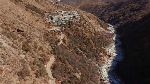 Shomare Village a Popular Stop for Trekkers and Climbers Rests in a Valley Carved By a River with