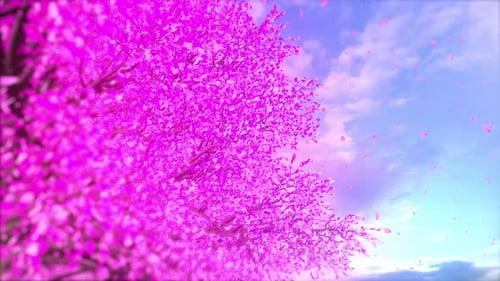 Rosafarbener Baum. Geschlungener Hintergrund