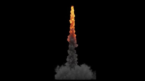 A space shuttle takes off or missile launch from distance view