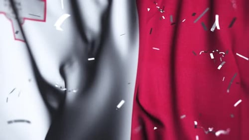 Malta National Flag Waving with Festive Confetti