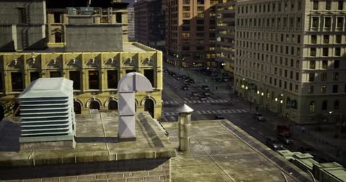 Vista del paisaje urbano desde la azotea con detalles de arquitectura moderna