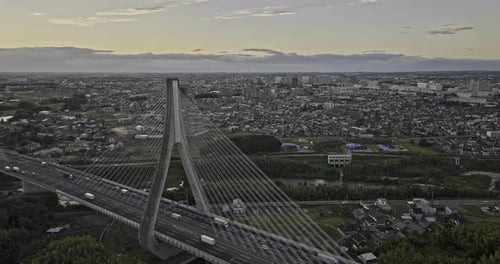 Toyota Japan Aerial v3 flyover Doaicho around Arrows bridge over Yahagi river, capturing global head